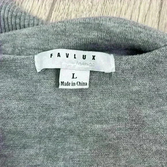 FAVLUX Grey V-Neck Pullover Sweater Size Large - Picture 5 of 8